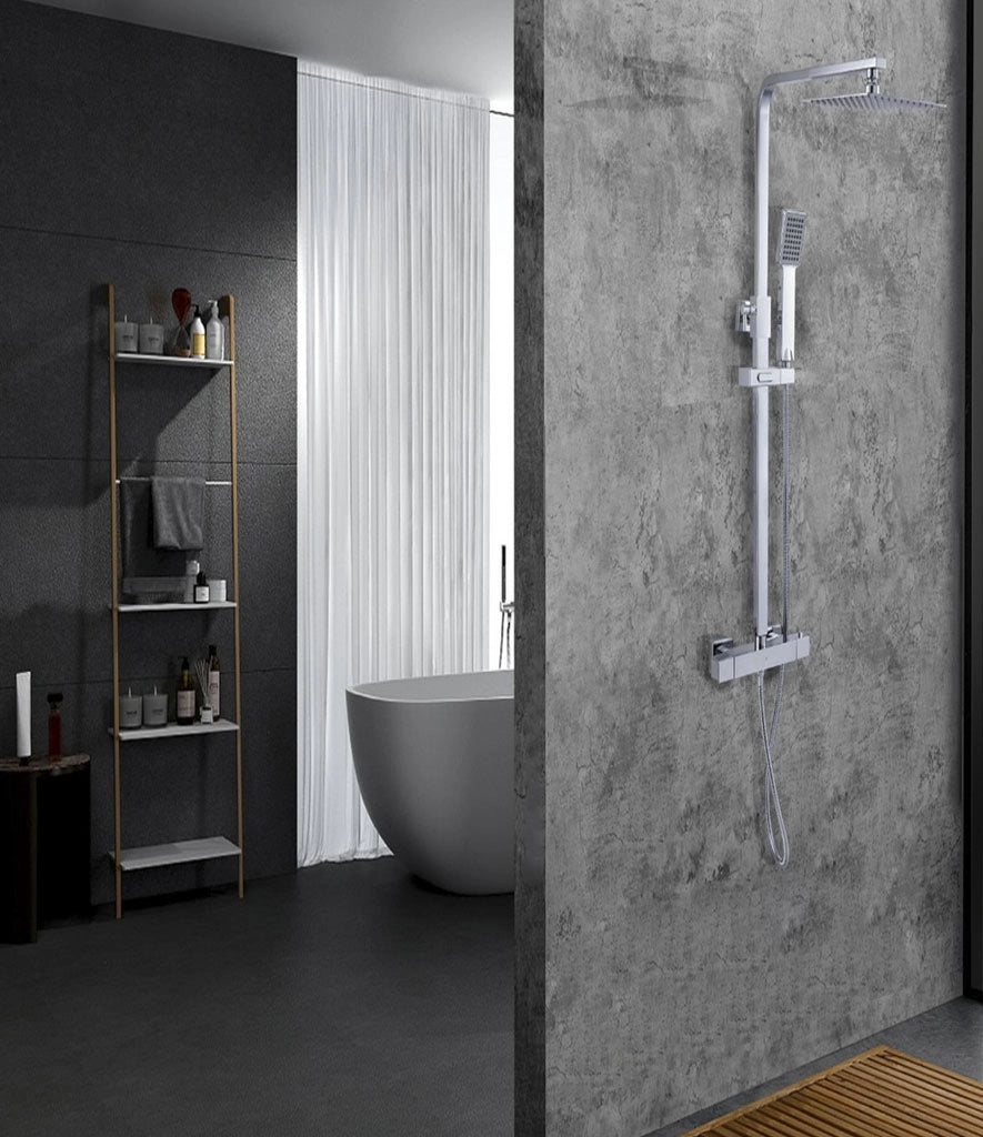 Giavani Matrix Chrome Twin Square Rigid Riser Shower