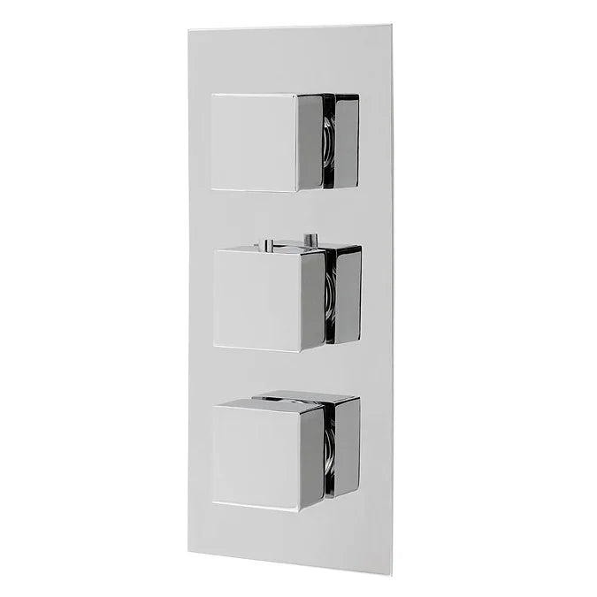 MX Atmos Square 2 Way Thermostatic Concentric Mixer Valve with Riser Rail & Overhead