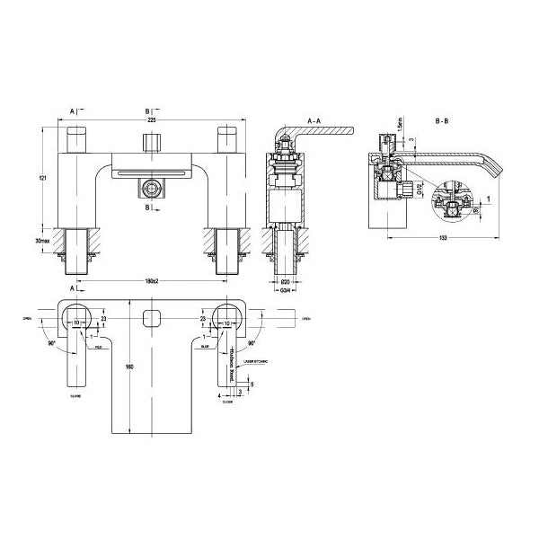 Hudson Reed Chrome Carma Bath Shower Mixer Tap with Shower Kit and Wall Bracket