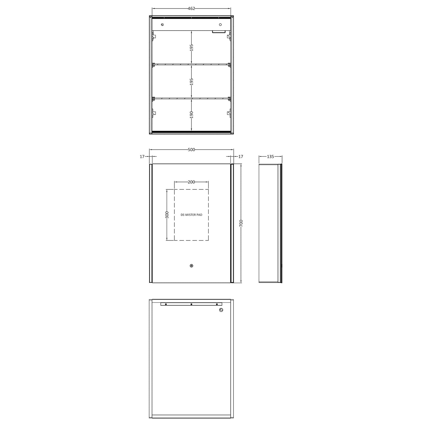 Nuie Pavo Wall Hung Mirror Cabinet 500mm