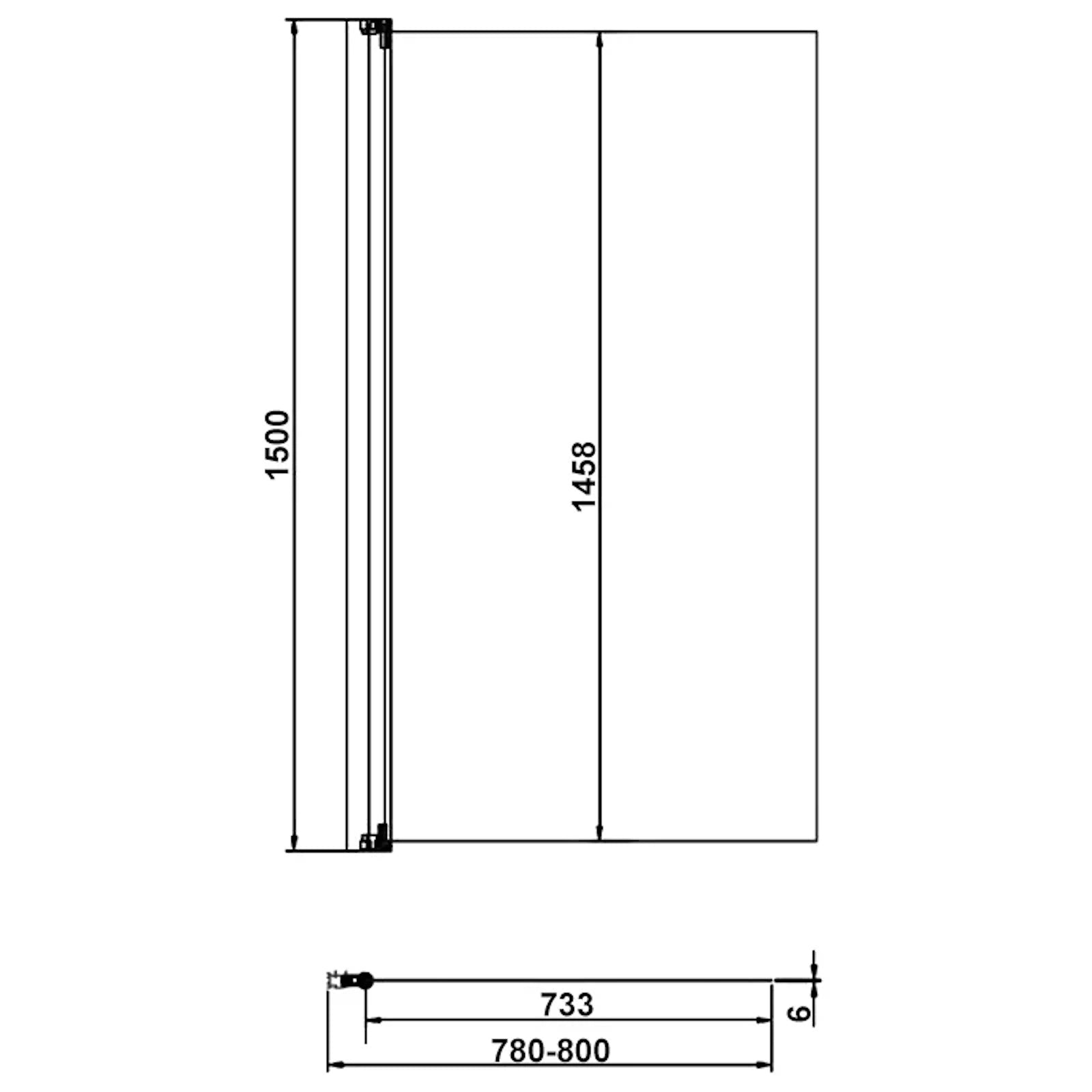 Merlyn Vivid Single Hinged Bath Screen 800 x 1500mm