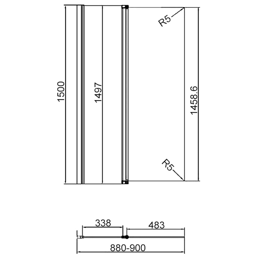 Merlyn Vivid Two Panel Folding Straight Bath Screen 900 x 1500mm