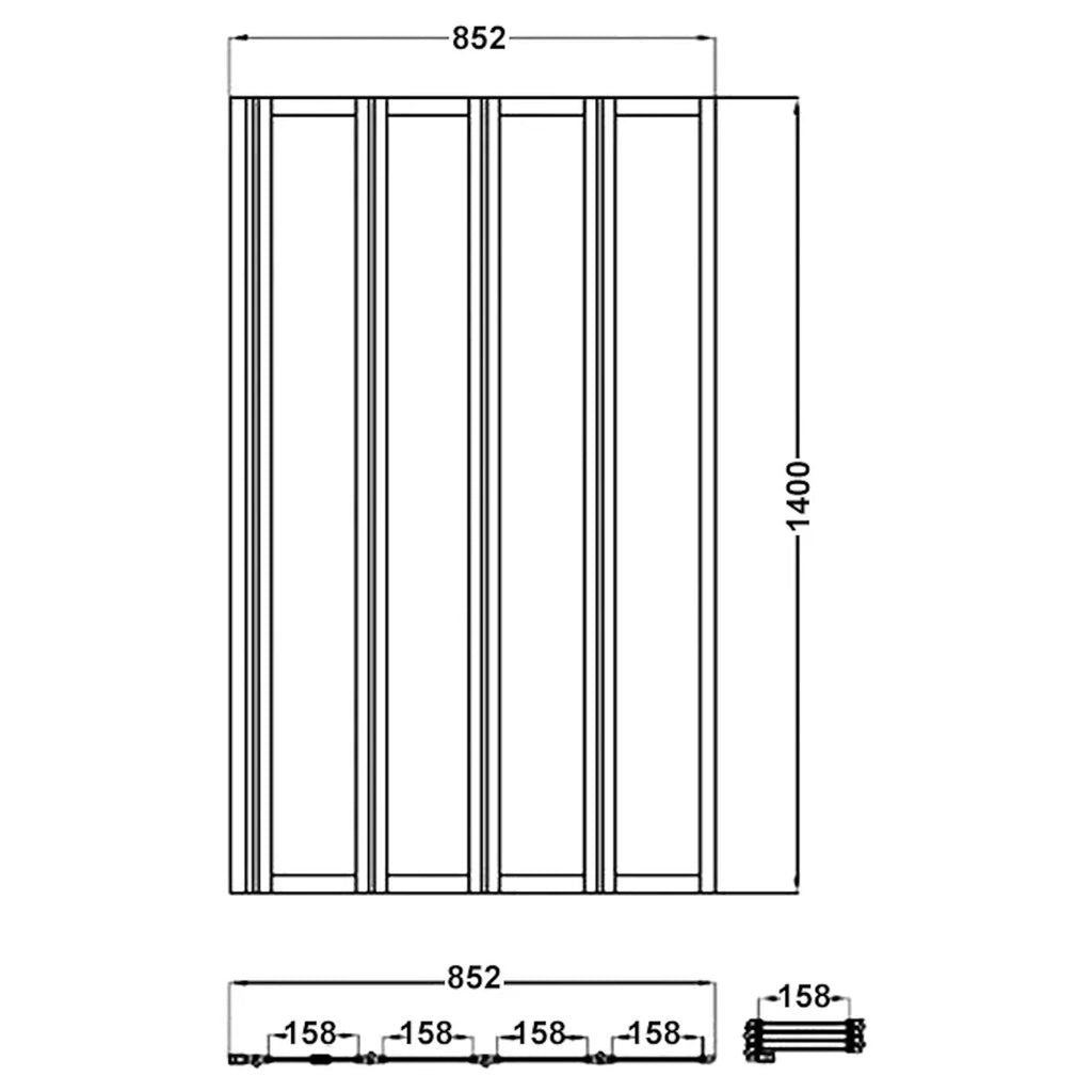 Merlyn Vivid Four Panel Folding Straight Bath Screen 850 x 1400mm