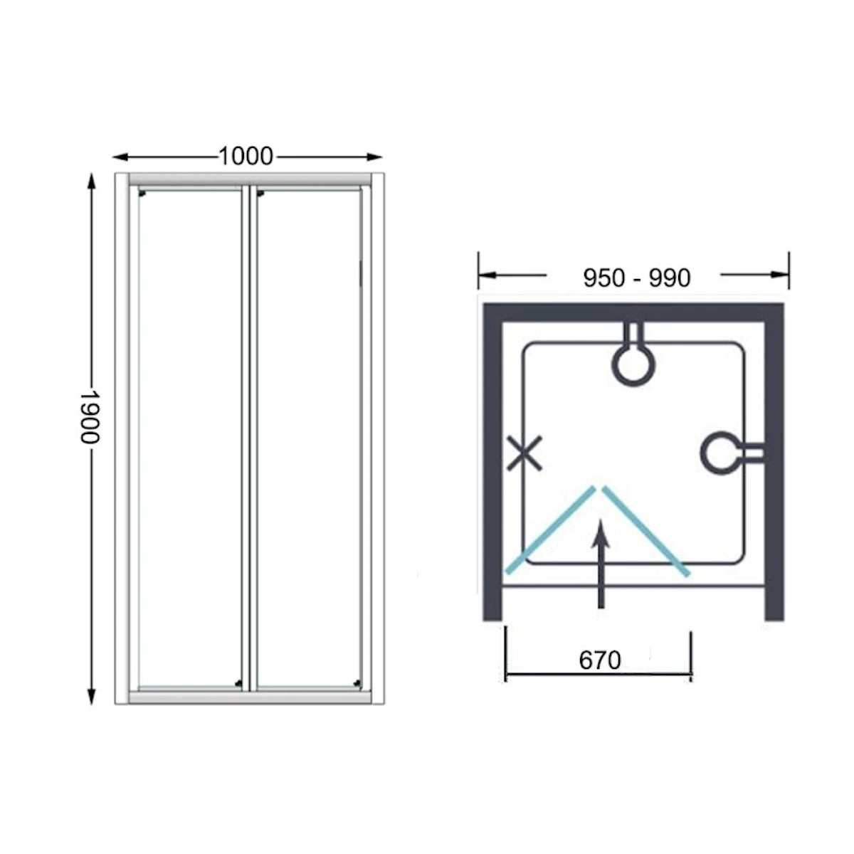 Merlyn Vivid Boost Bi-Fold Shower Door Enclosure