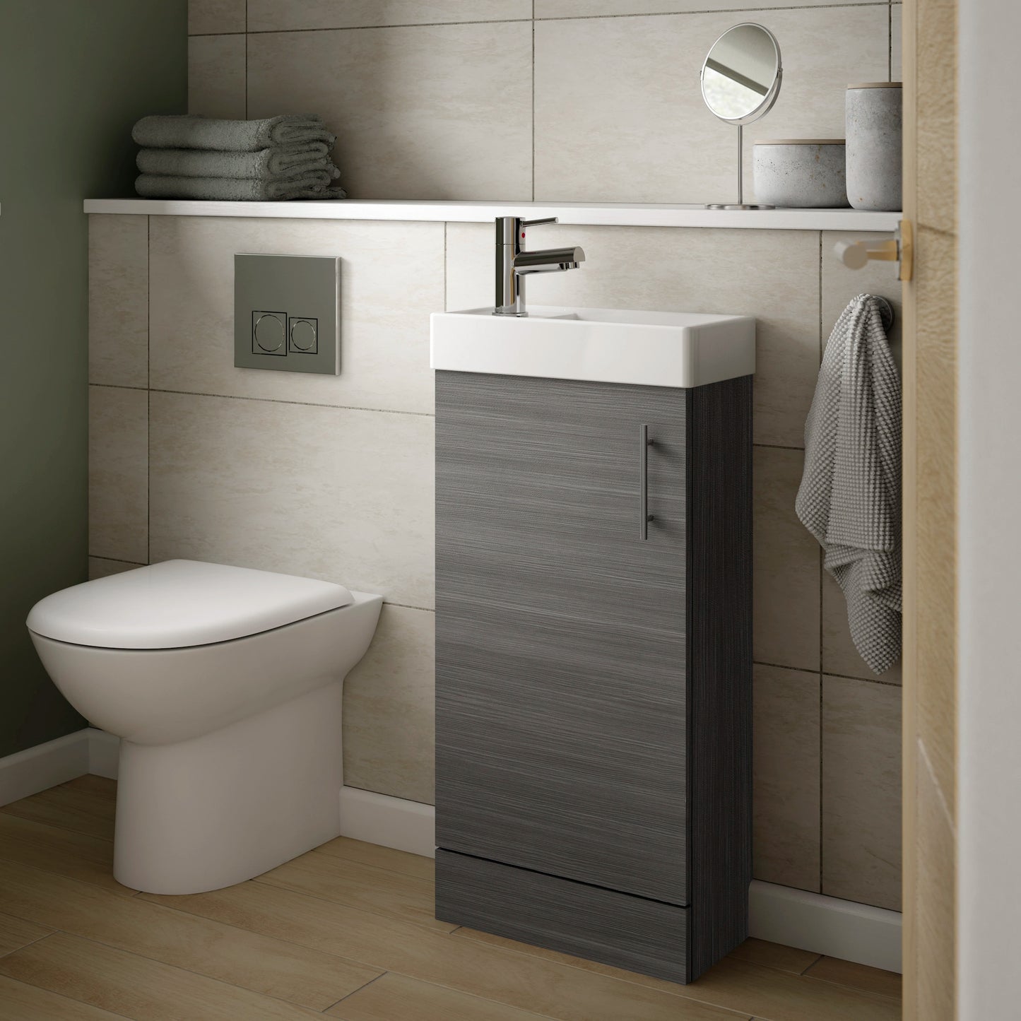 Vault Floor Standing Compact Cloakroom Basin Sink Vanity Unit