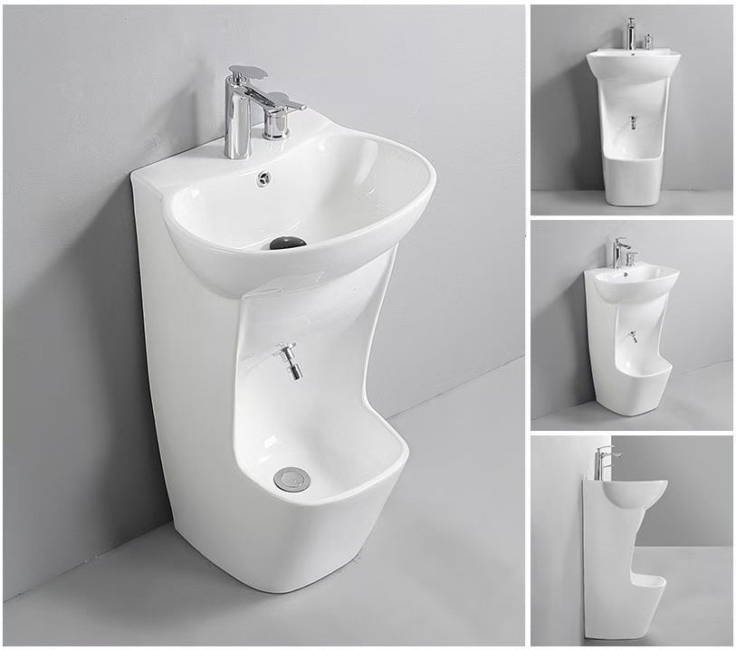 Wudu Wash - Dual Level Feet & Basin Ablution Sink (White)