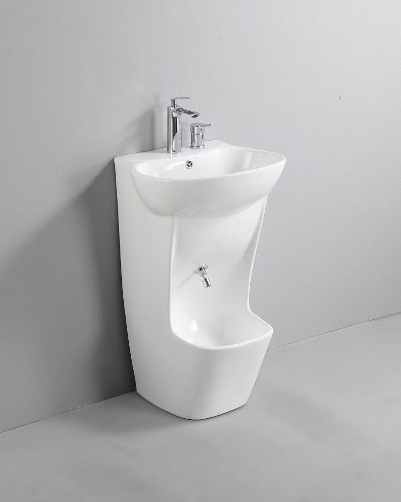 Wudu Wash - Dual Level Feet & Basin Ablution Sink (White)