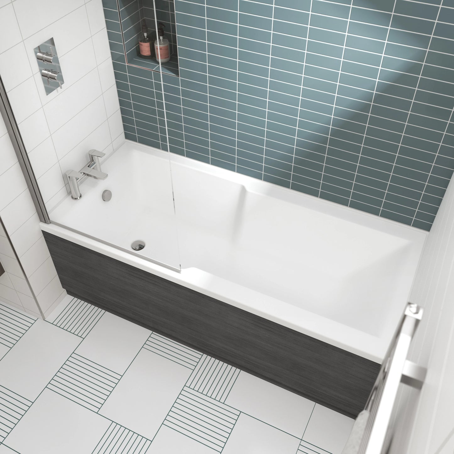 Nuie Square Straight Shower Bath 1700 x 750mm