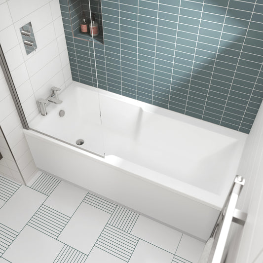 Nuie Square Straight Shower Bath 1700 x 750mm