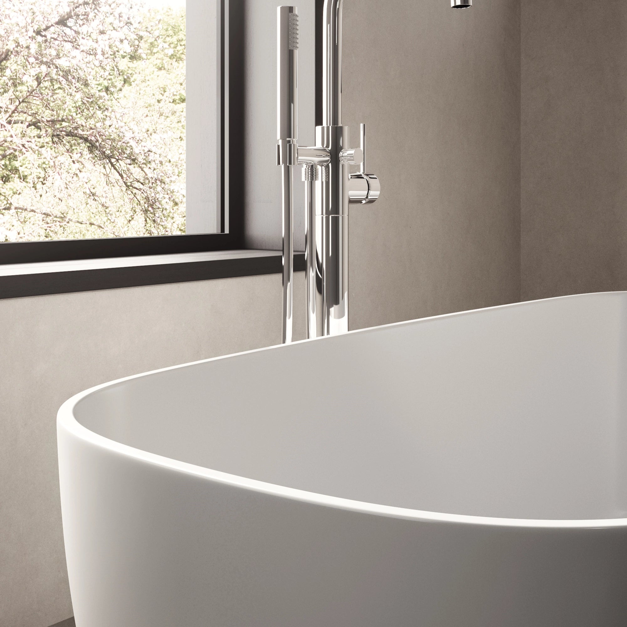 Hudson Reed Bella Square Freestanding Bath & Push Button Waste 1495 x 720mm