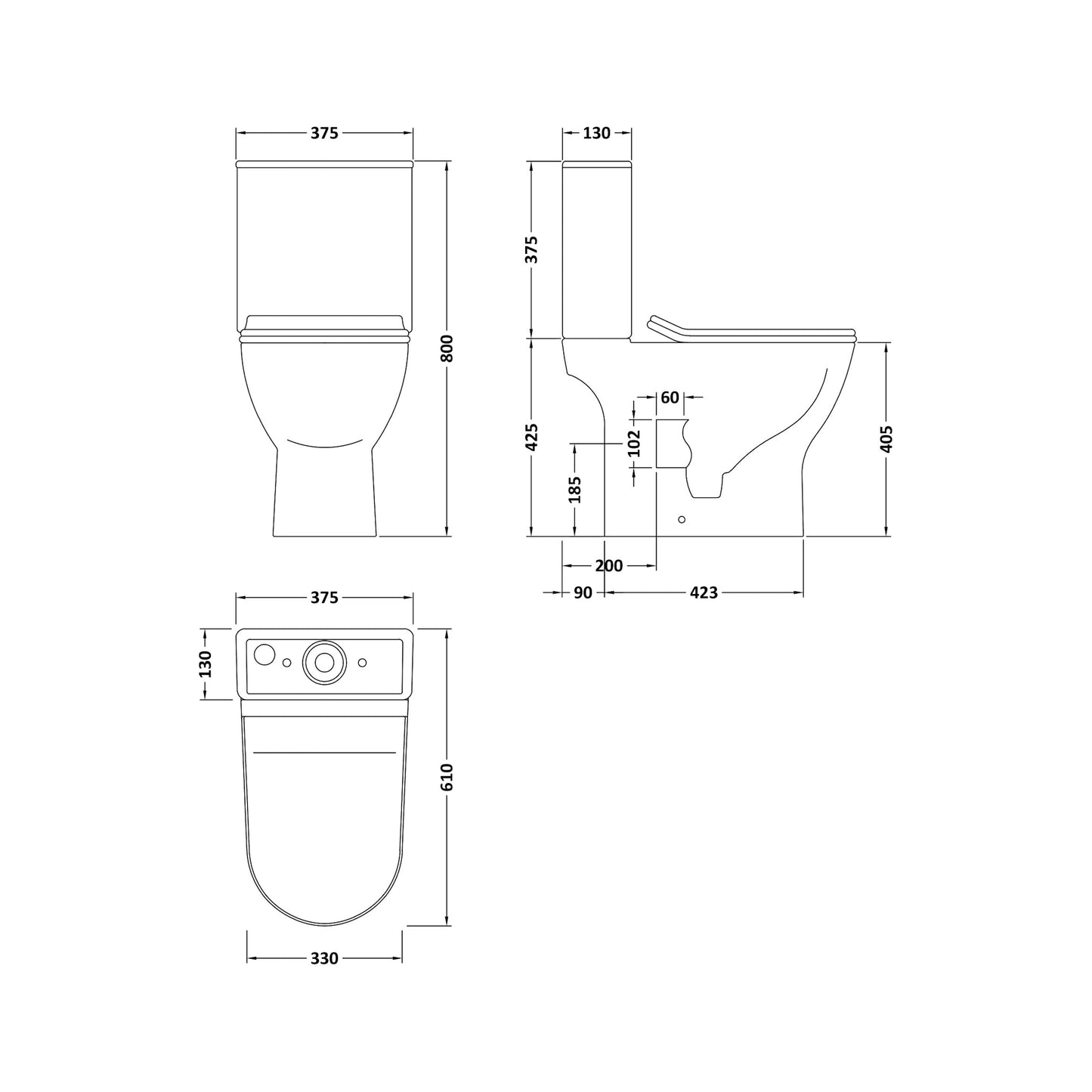 Nuie Freya Rimless Open Back Toilet & Soft Close Toilet Seat