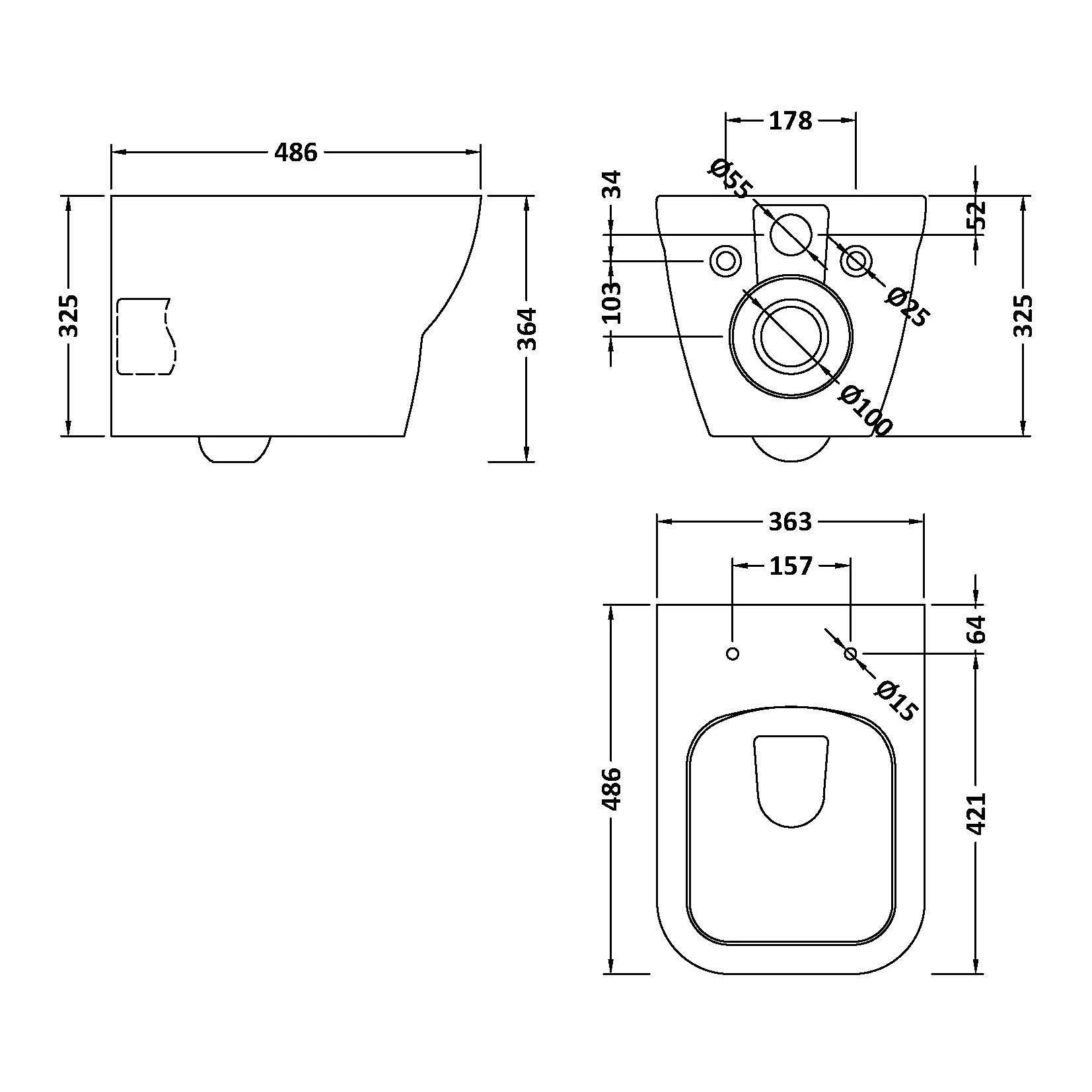 Nuie Ava Rimless Wall Hung Pan & Seat