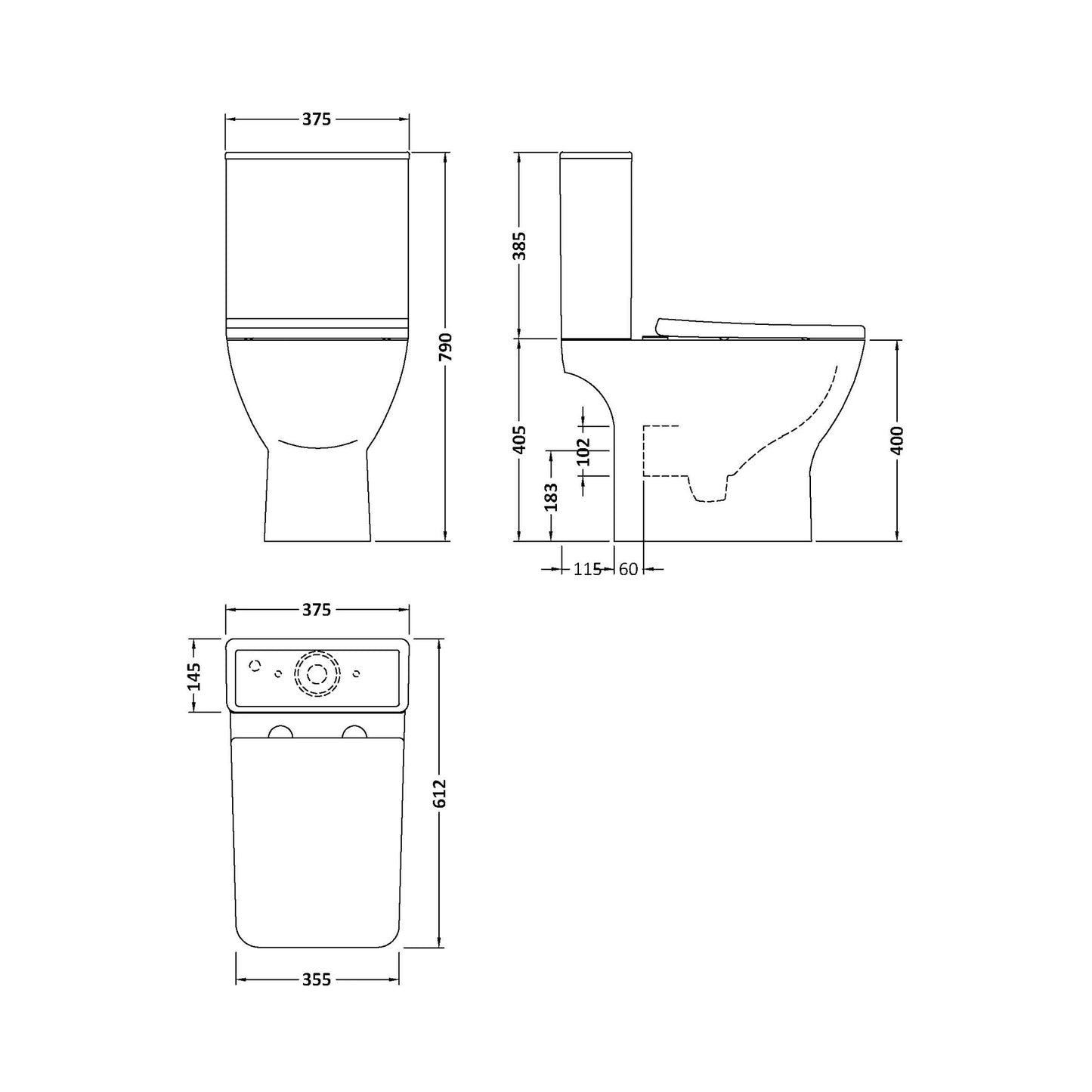 Nuie Ava Rimless Open Back Toilet & Soft Close Toilet Seat