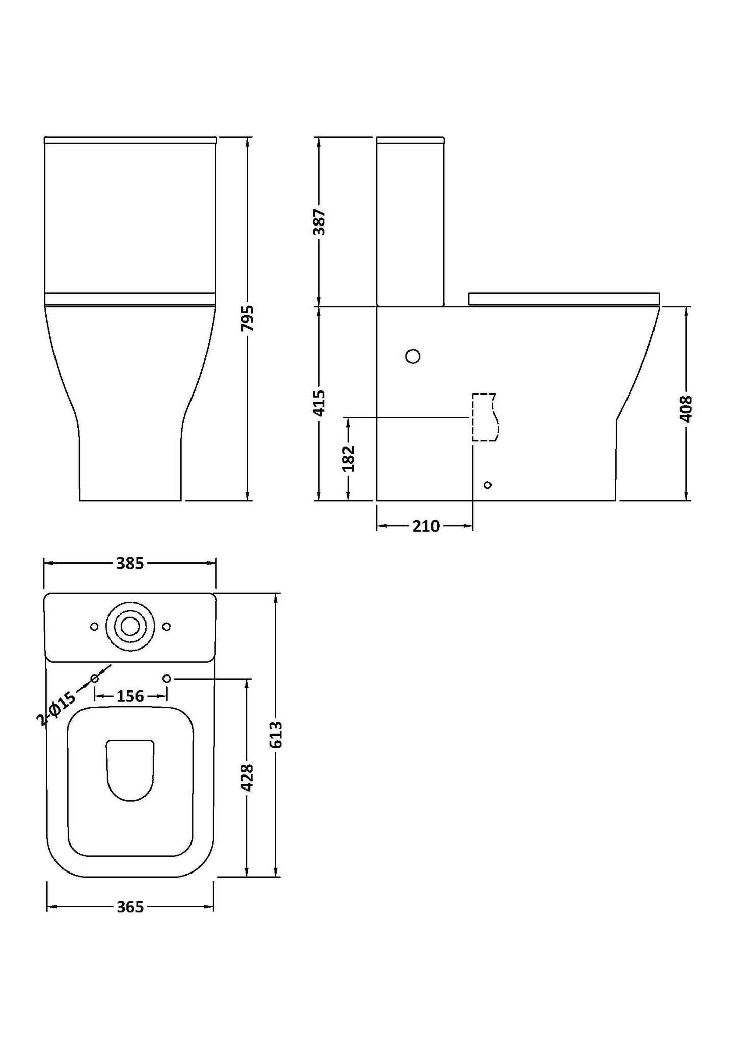Nuie Ava Rimless Closed Back Toilet & Soft Close Toilet Seat