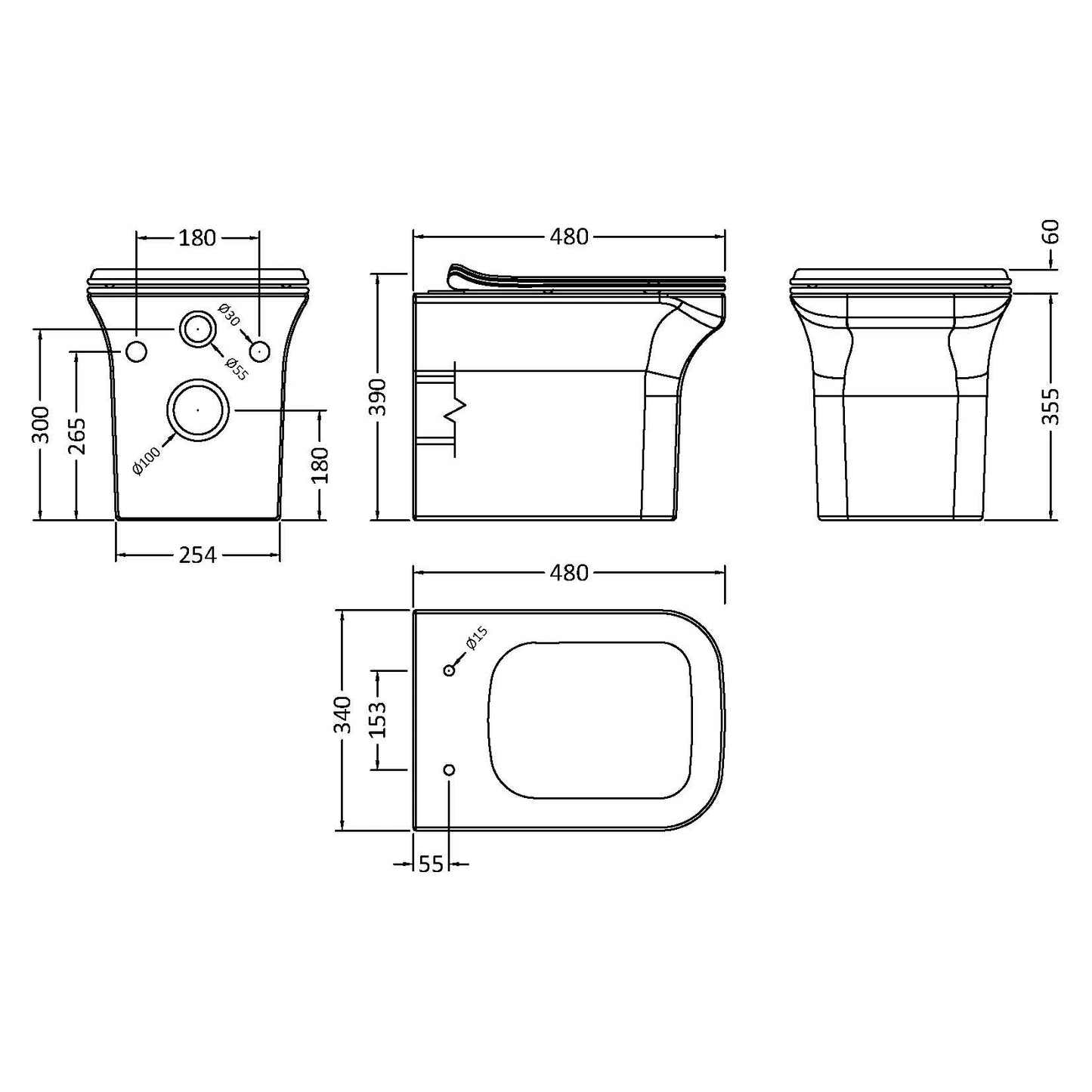 Nuie Ava Rimless Wall Hung Pan & Soft Close Seat