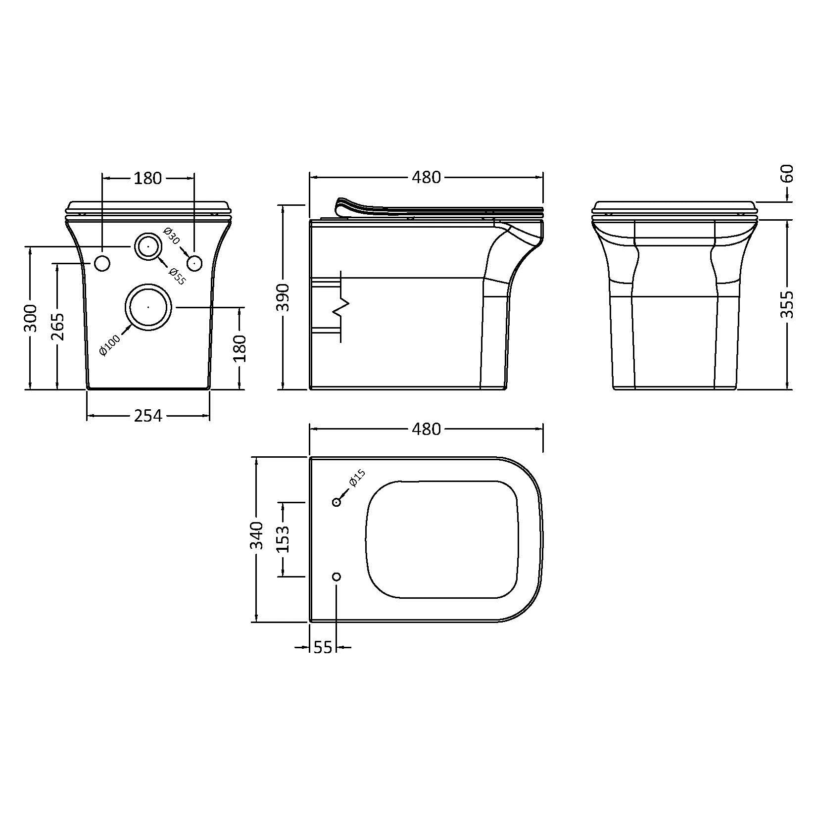 Nuie Ava Rimless Wall Hung Pan & Soft Close Seat