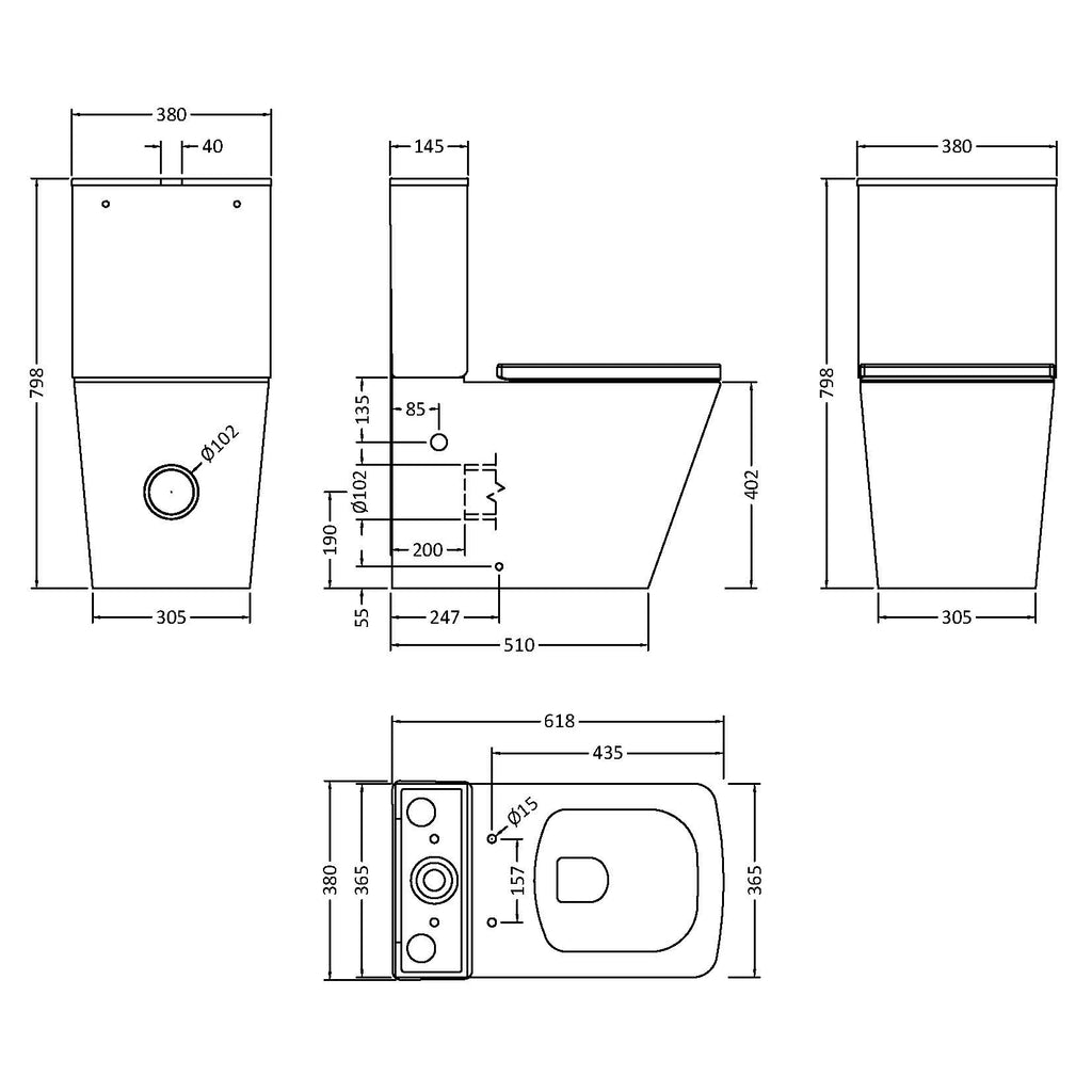 Nuie Ava Closed Back Toilet & Soft Close Toilet Seat