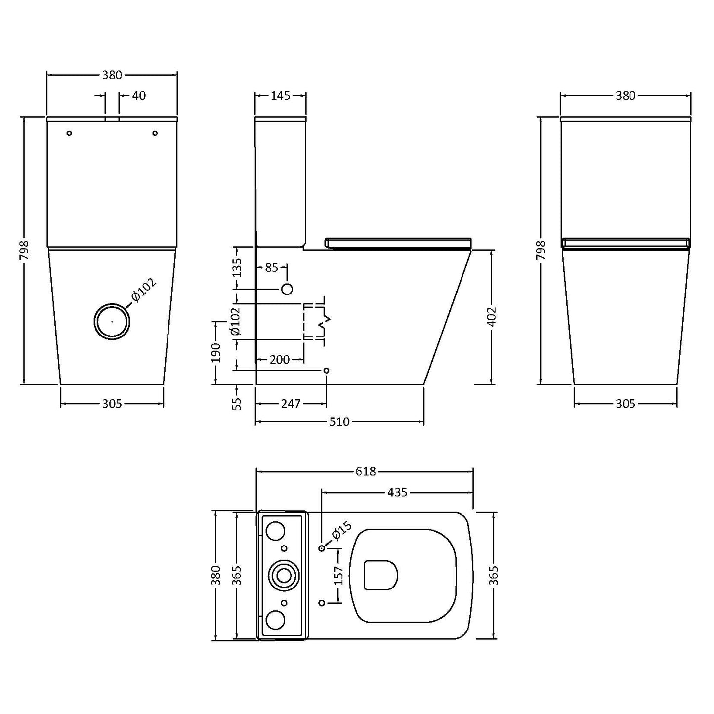 Nuie Ava Closed Back Toilet & Soft Close Toilet Seat