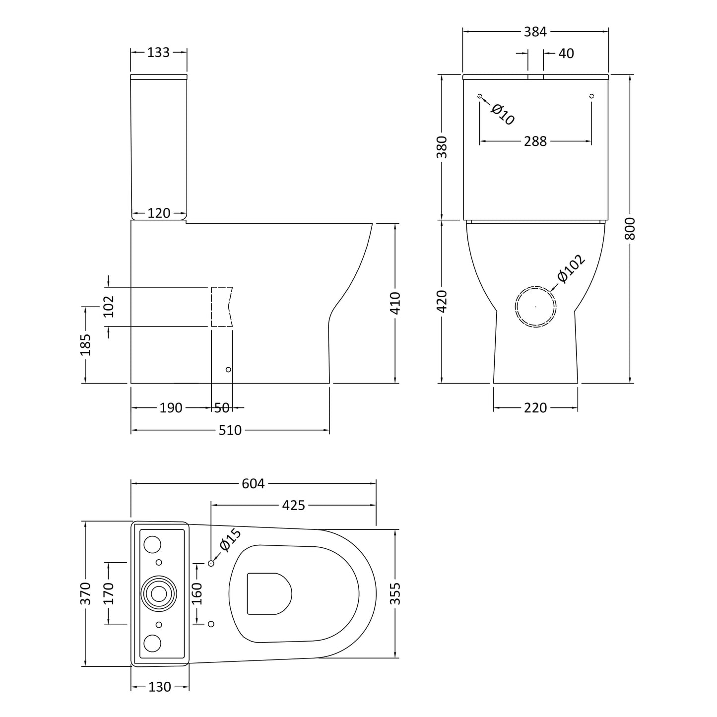 Nuie Freya Closed Coupled Toilet & Soft Close Toilet Seat