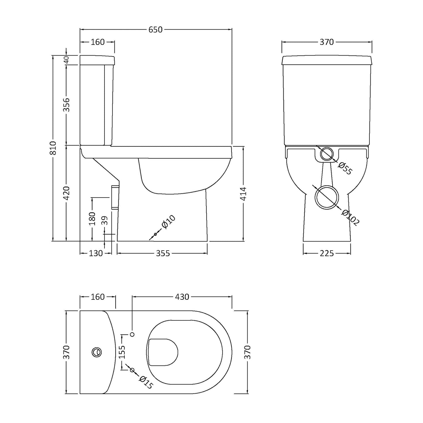 Nuie Ivo Open Back Toilet & Soft Close Toilet Seat