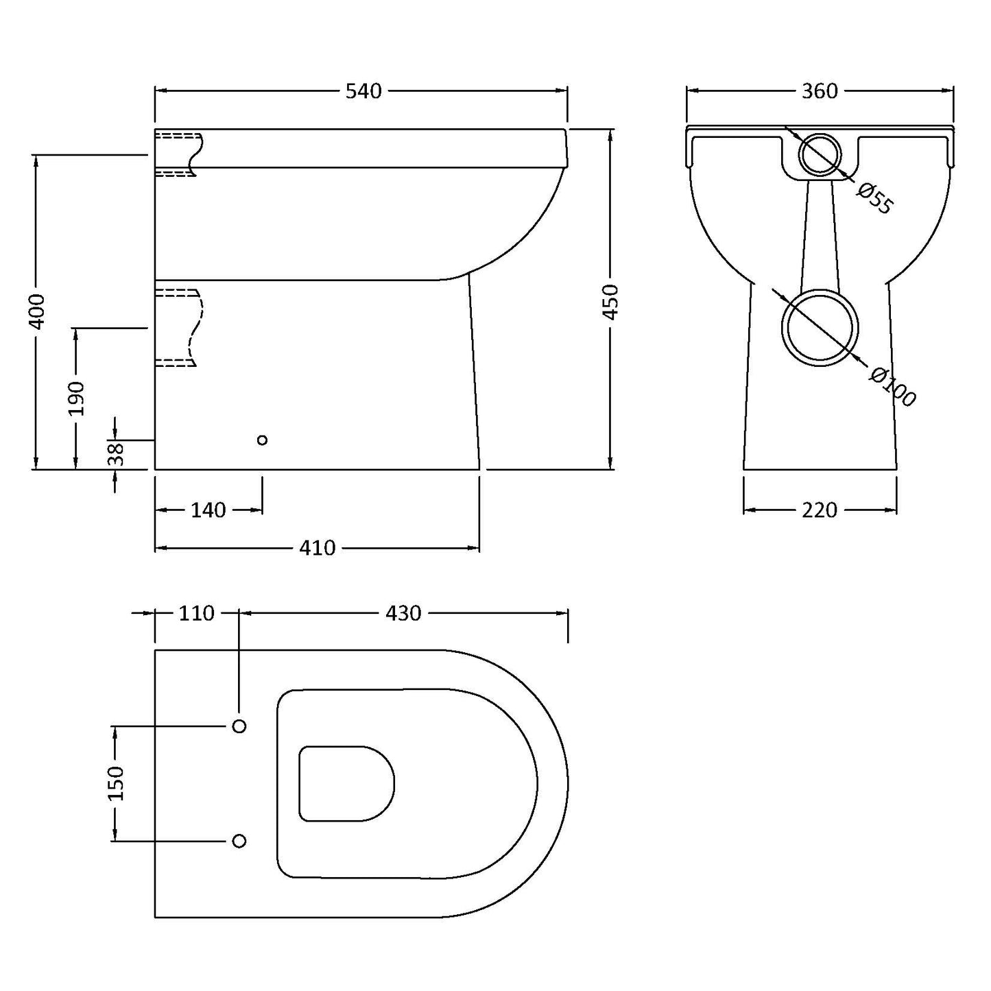 Nuie Ivo Comfort Height Back to Wall Pan & Soft Close Seat