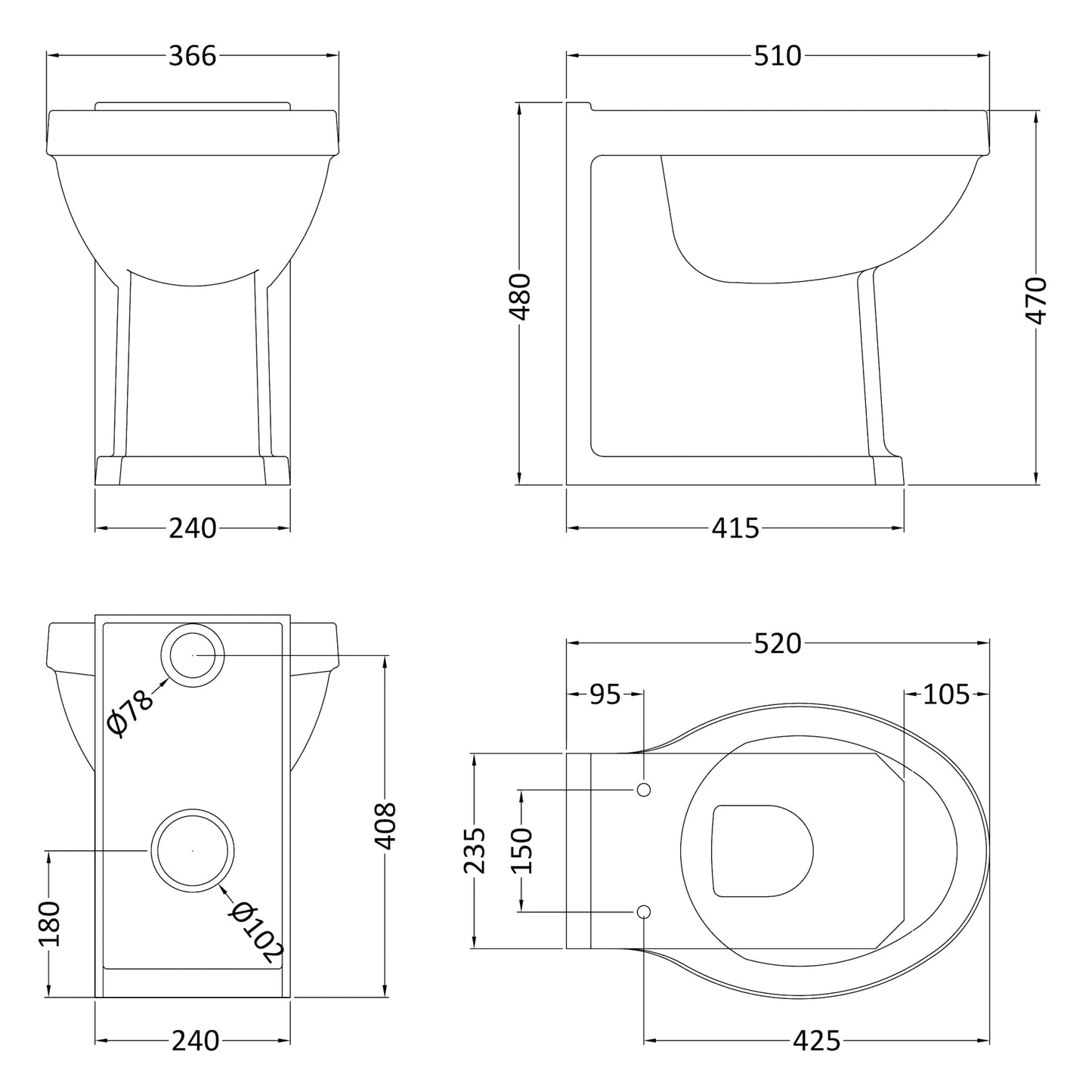 Hudson Reed Richmond Comfort Height Back to Wall Toilet