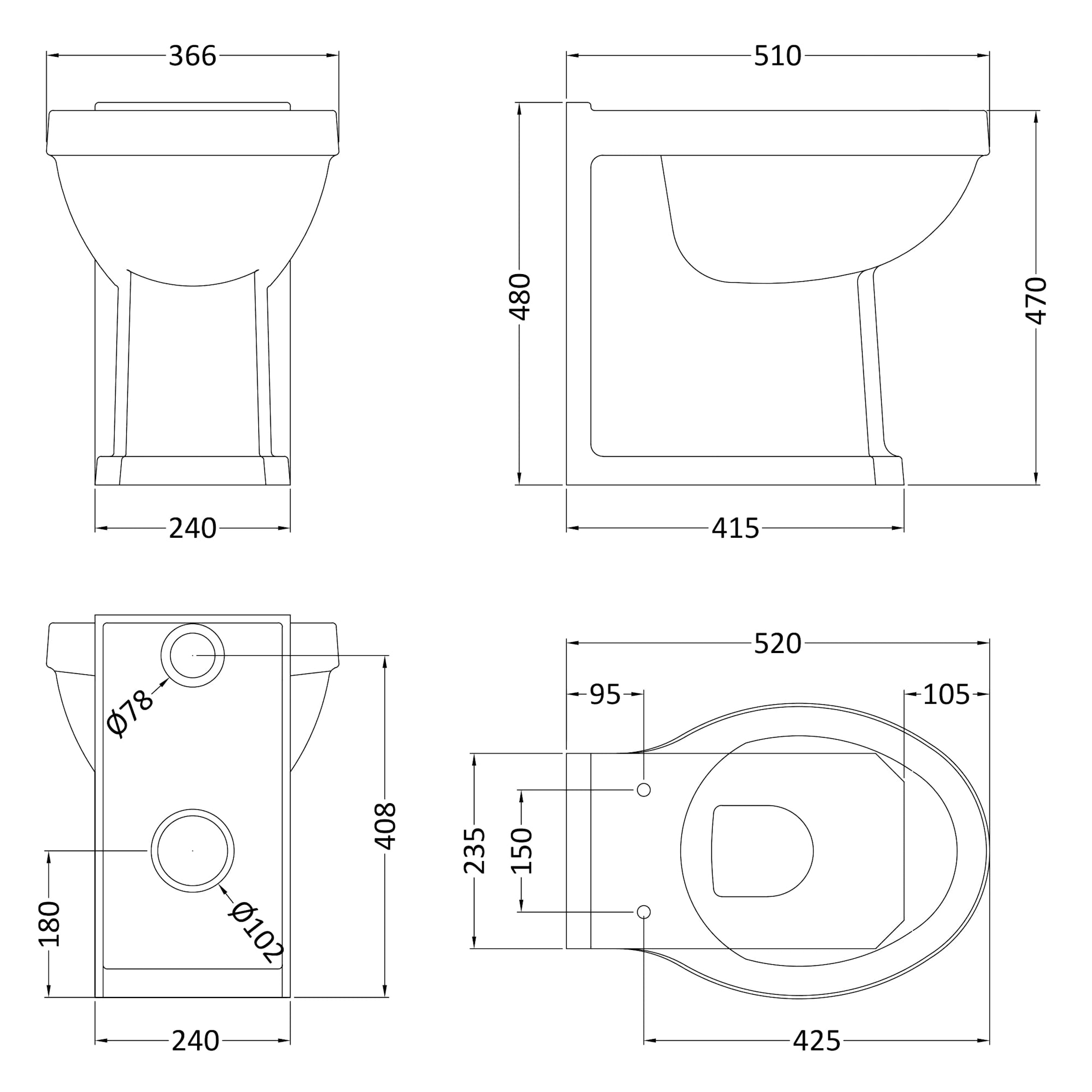 Hudson Reed Richmond Comfort Height Back to Wall Toilet