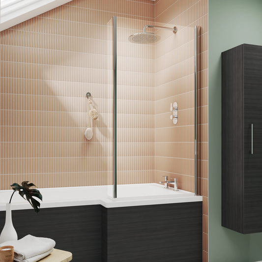 Nuie Pacific L-Shaped Bath Screen with Fixed Return