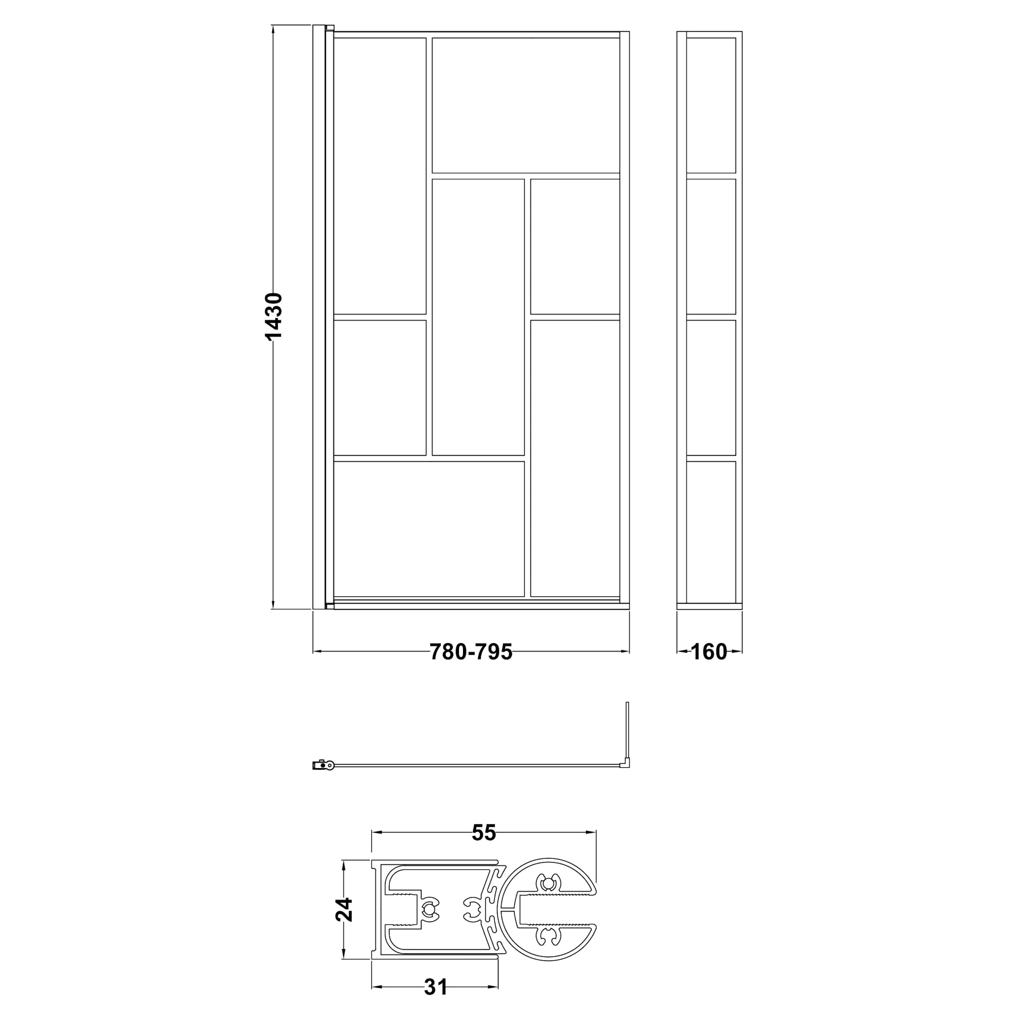 Nuie Pacific Abstract L-Shaped Bath Screen with Fixed Return