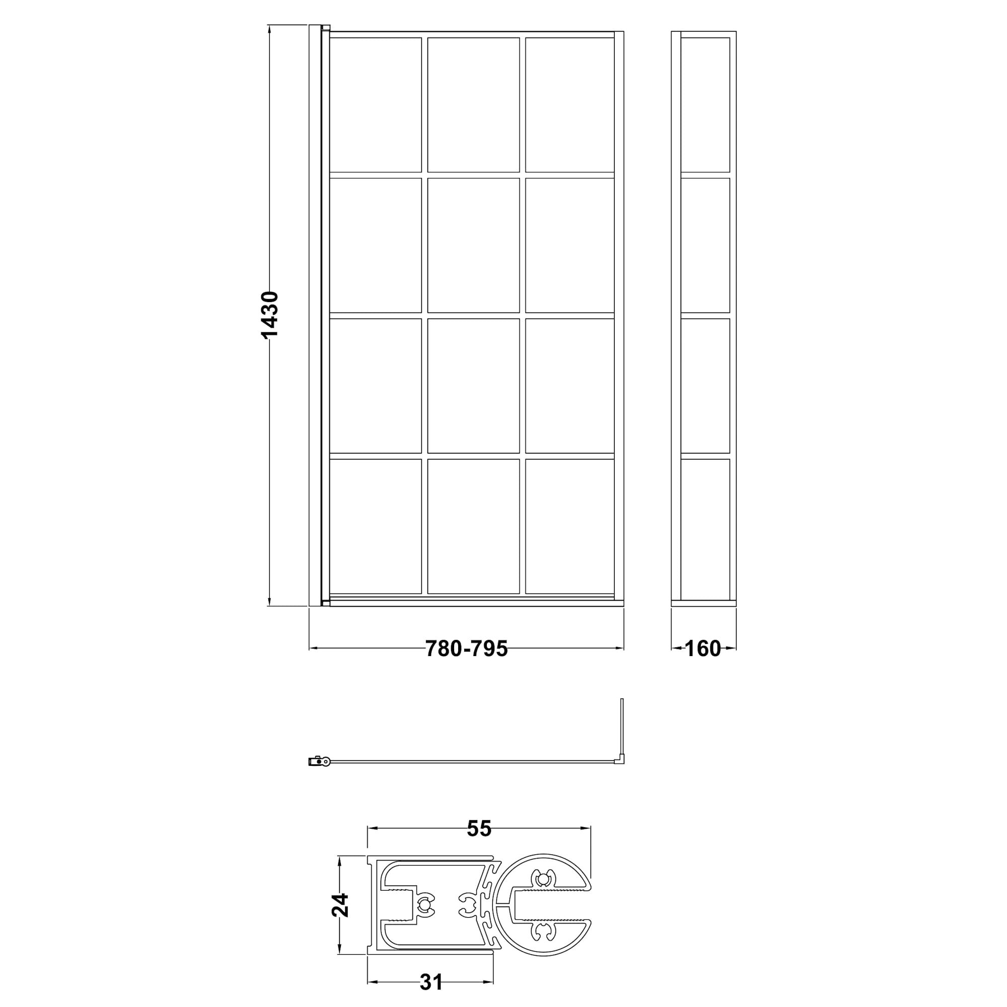 Nuie Pacific Framed L-Shaped Bath Screen with Fixed Return