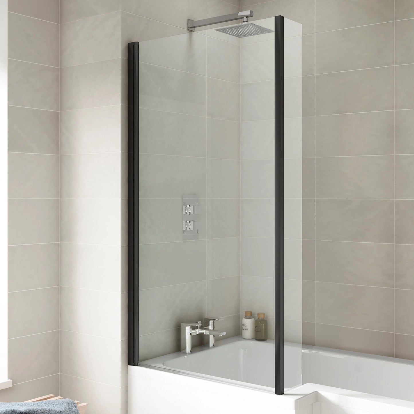 Nuie Pacific L-Shaped Bath Screen with Fixed Return