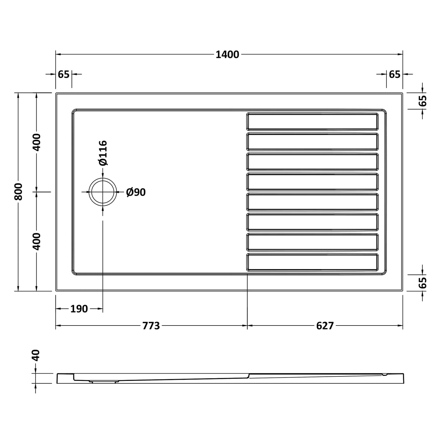 Nuie White Anti-Slip Rectangle Walk-In Slimline Shower Tray