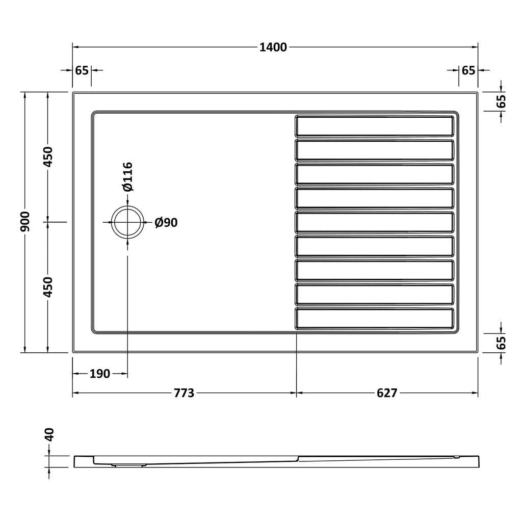 Nuie White Anti-Slip Rectangle Walk-In Slimline Shower Tray