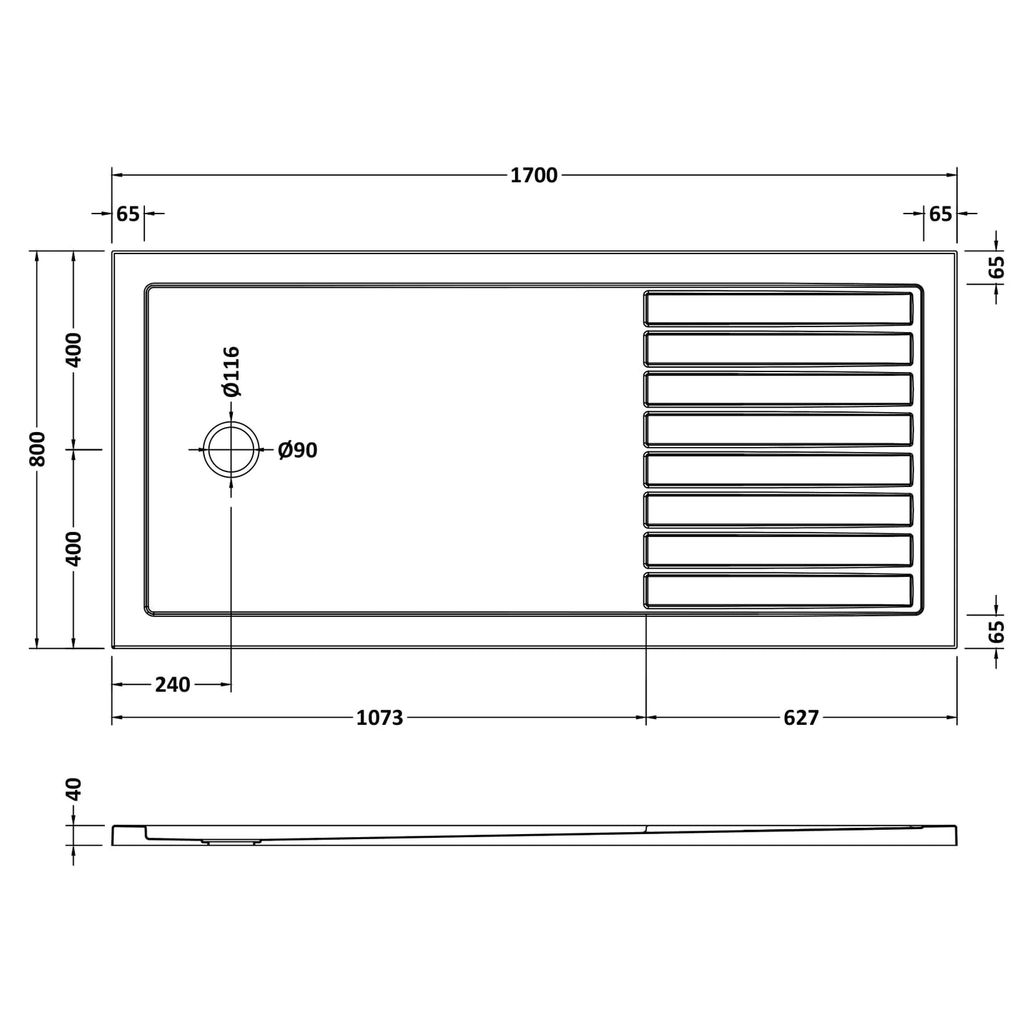 Nuie White Rectangle Walk-In Slimline Shower Tray