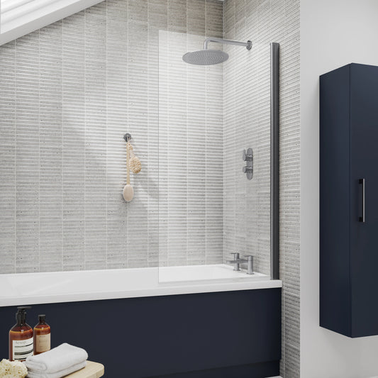 Nuie Straight Square Frameless Bath Screen 800mm