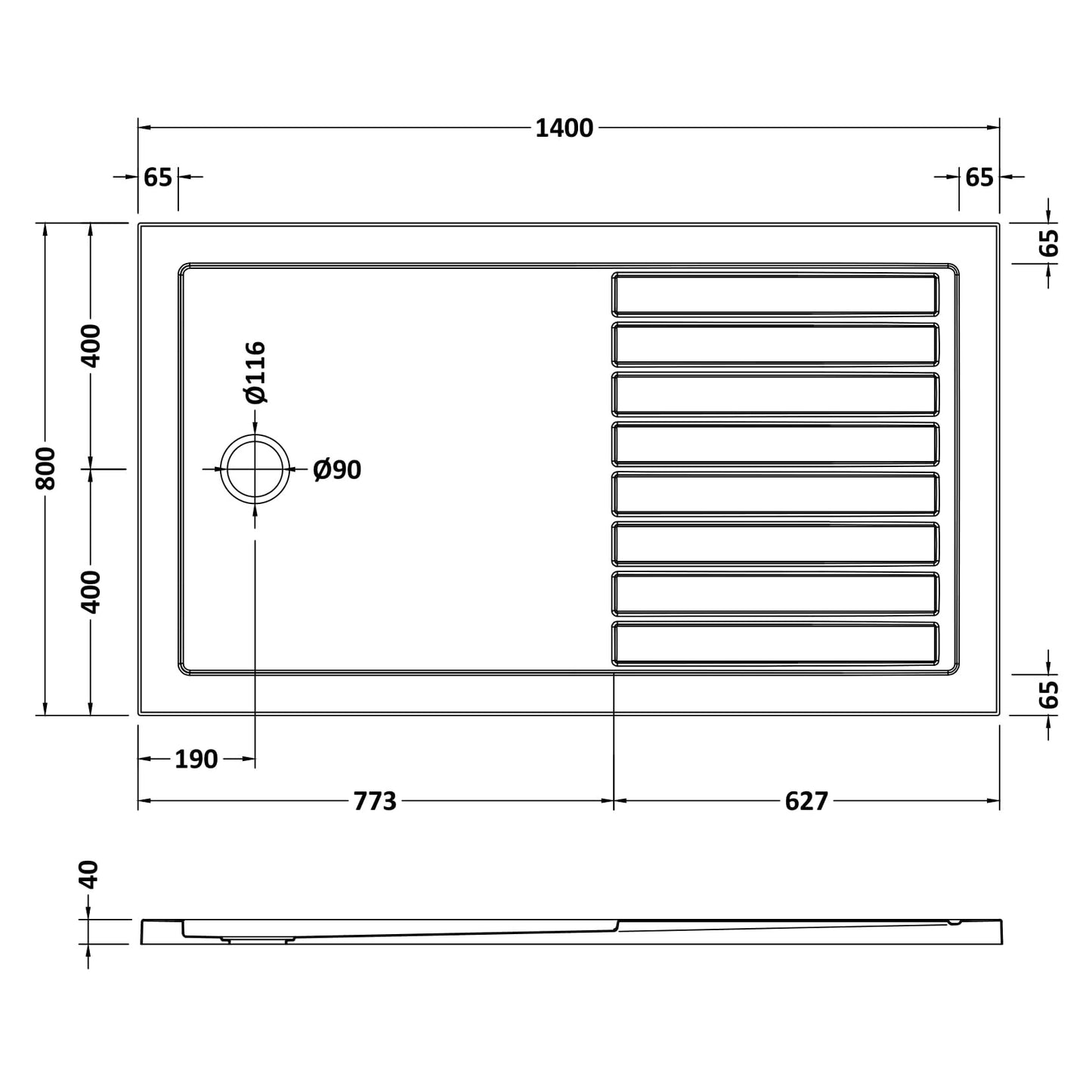 Nuie White Rectangle Walk-In Slimline Shower Tray