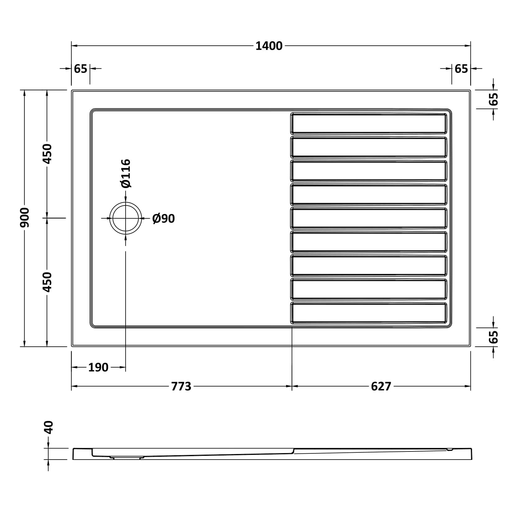 Nuie White Rectangle Walk-In Slimline Shower Tray