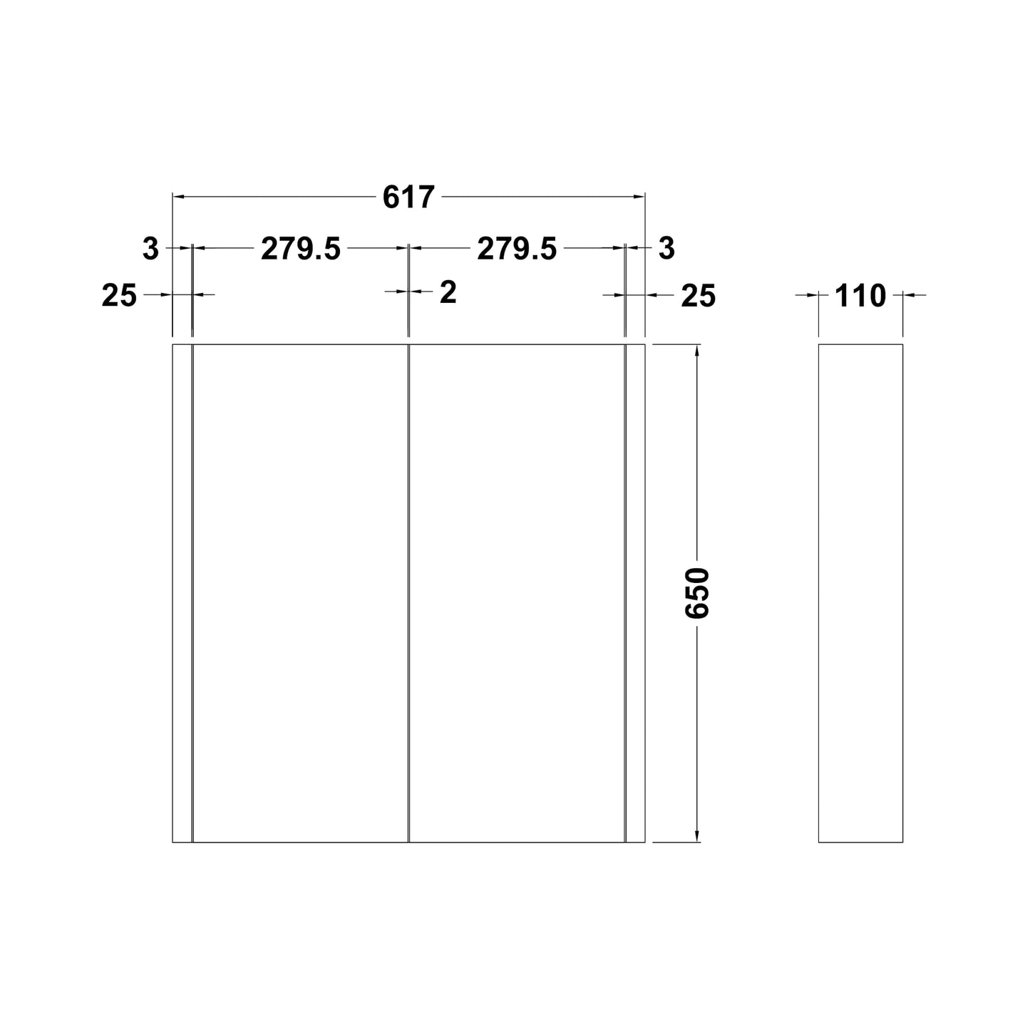 Nuie Eden Wall Hung Mirror Cabinet