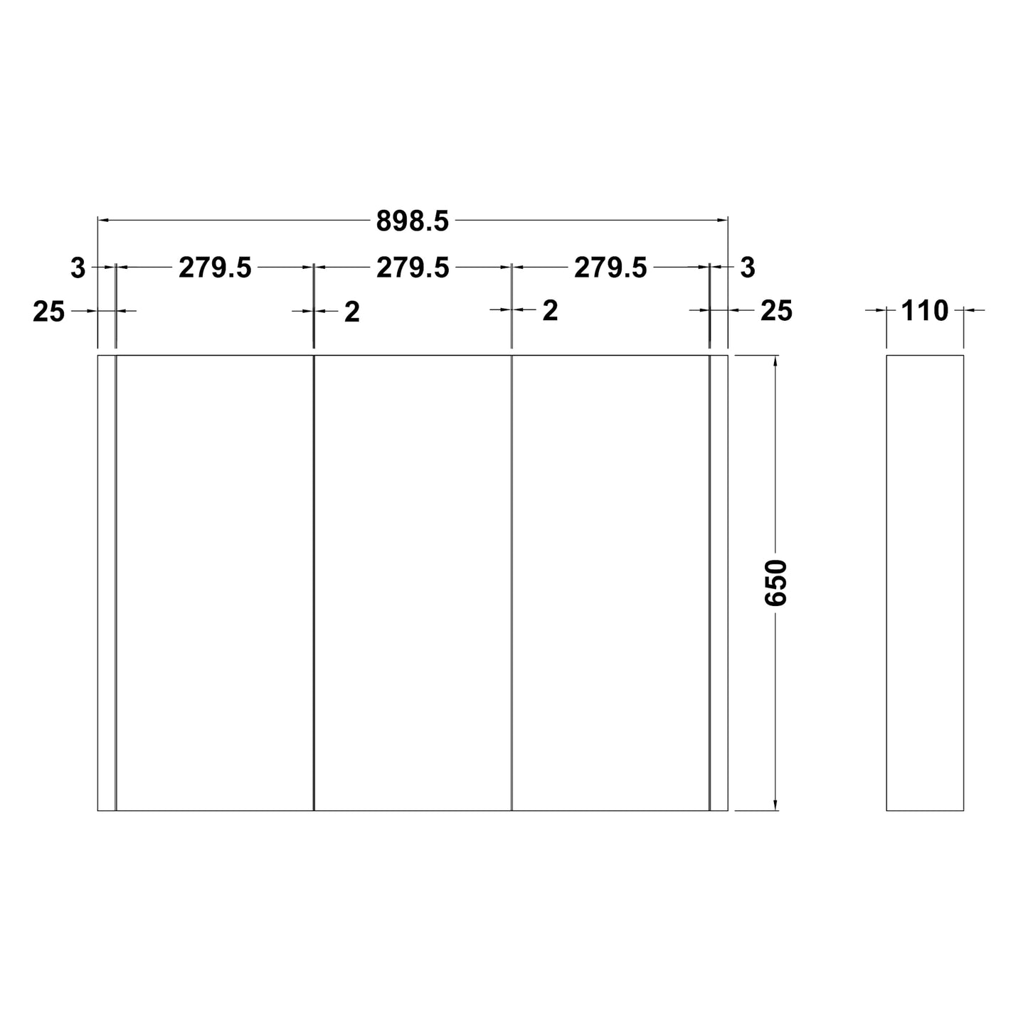 Nuie Eden Wall Hung Mirror Cabinet