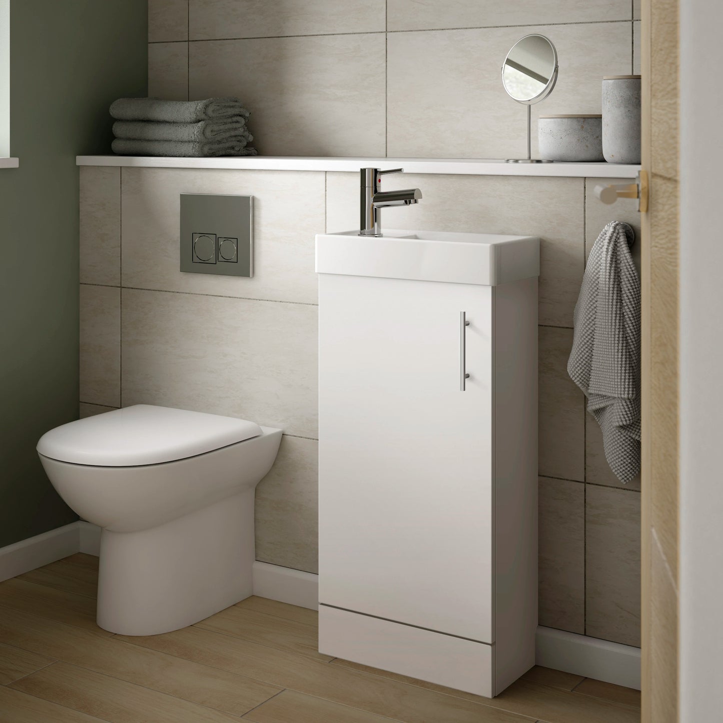 Vault Floor Standing Compact Cloakroom Basin Sink Vanity Unit