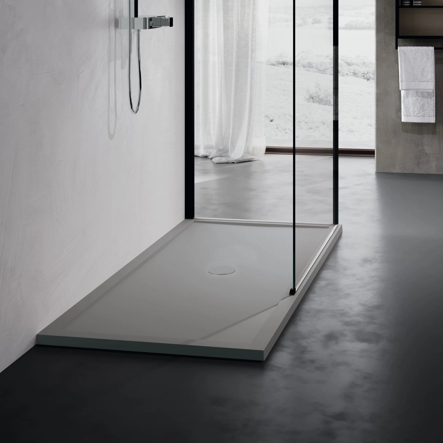 Olympic Plus Low Profile Rectangular Slim Anti-Slip Shower Tray with Waste Column