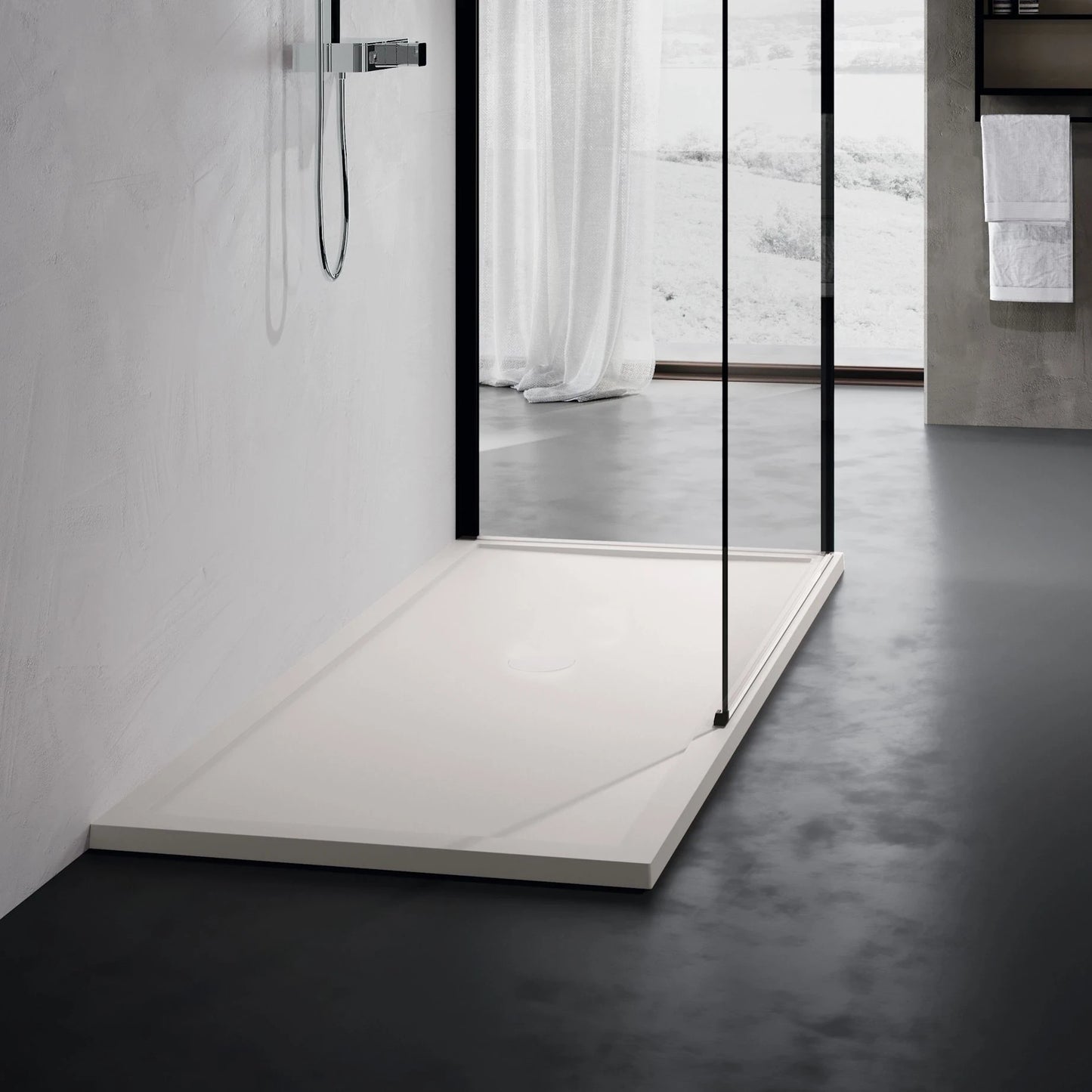 Olympic Plus Low Profile Rectangular Slim Anti-Slip Shower Tray with Waste Column