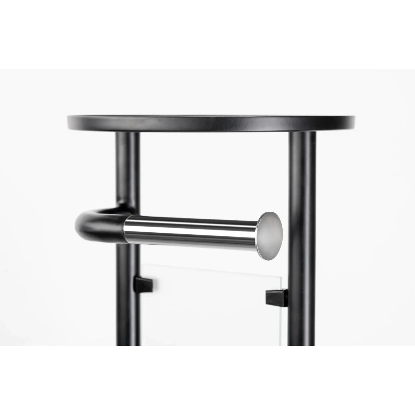 Croydex Matt Black & Chrome Floor Standing Bathroom Butler Toilet Roll Holder