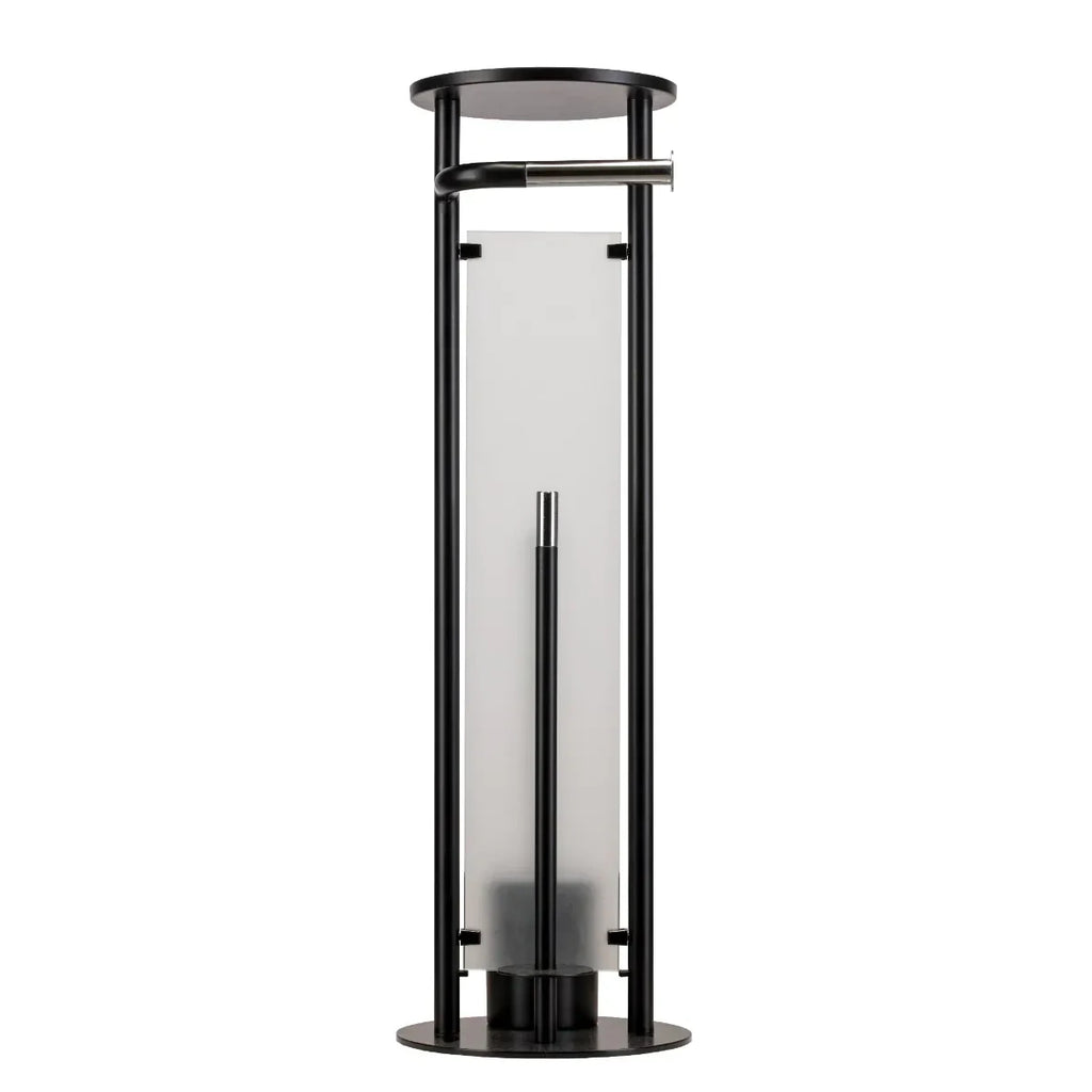 Croydex Matt Black & Chrome Floor Standing Bathroom Butler Toilet Roll Holder