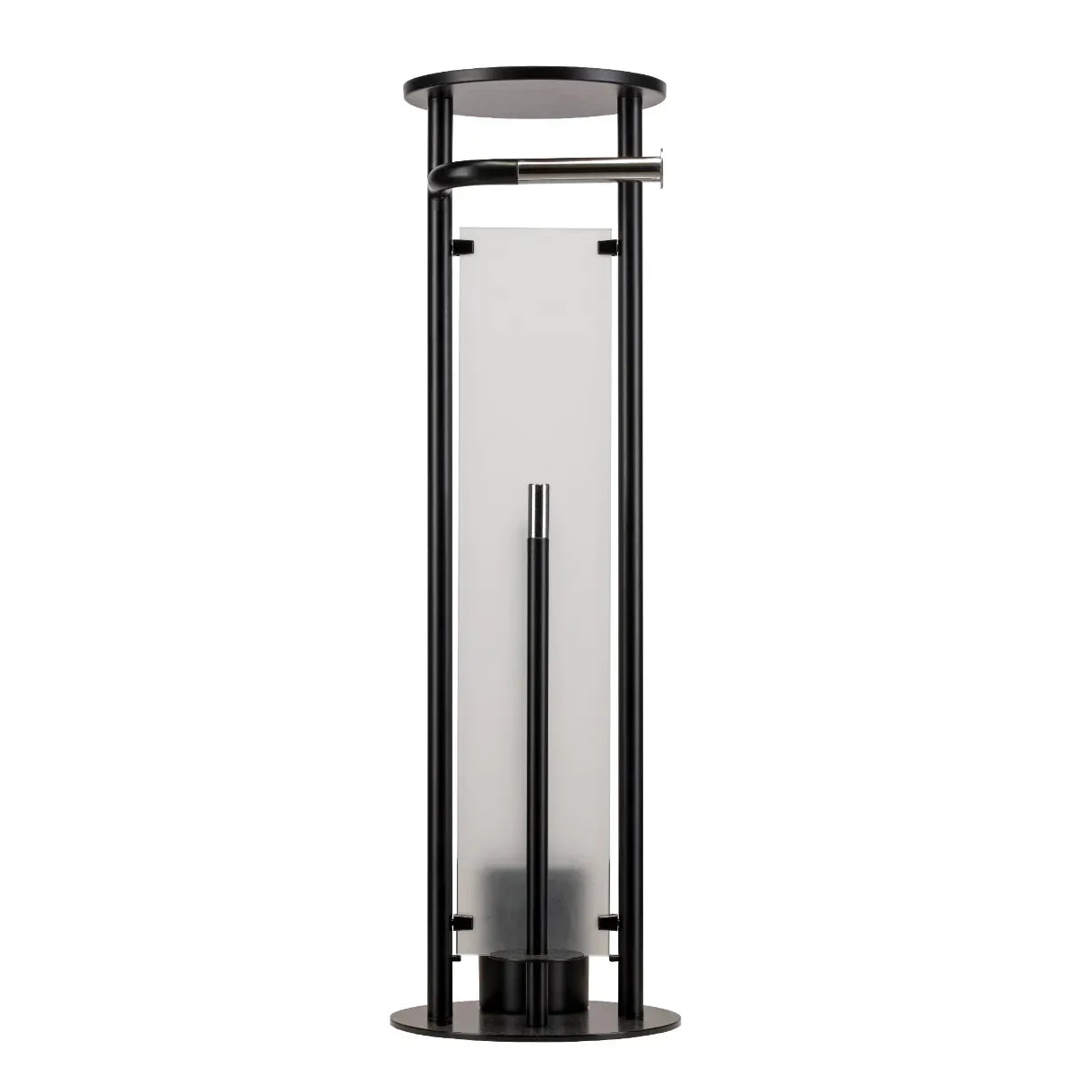 Croydex Matt Black & Chrome Floor Standing Bathroom Butler Toilet Roll Holder