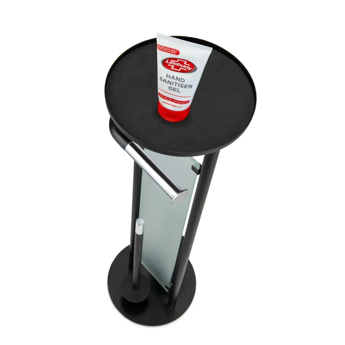 Croydex Matt Black & Chrome Floor Standing Bathroom Butler Toilet Roll Holder