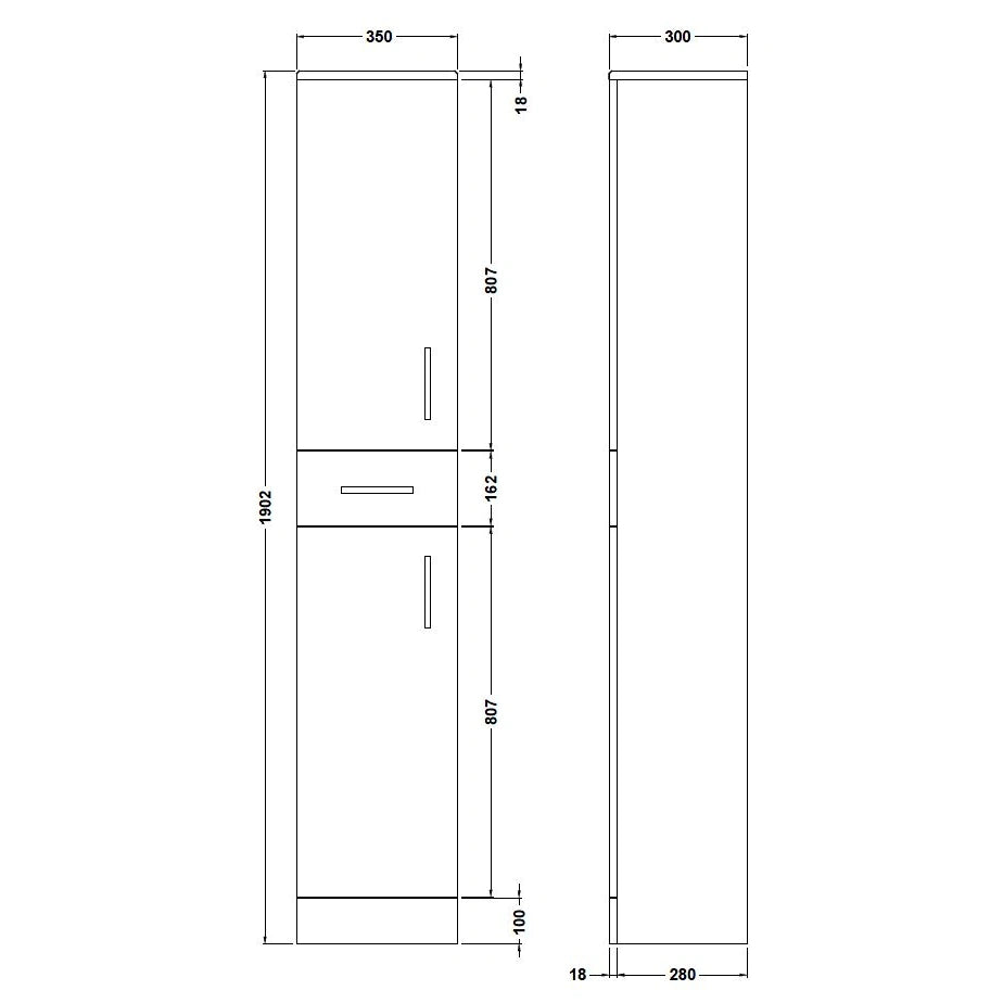 Nuie Mayford Floor Standing Gloss White Tall Cabinet