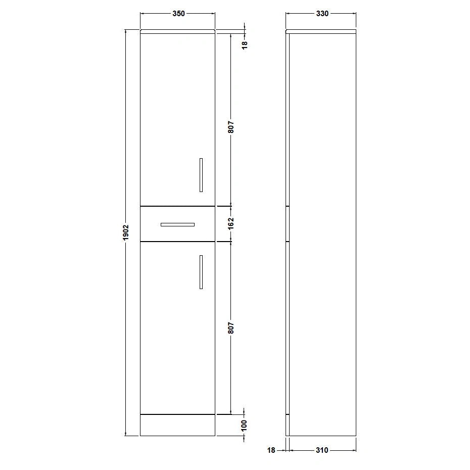 Nuie Mayford Floor Standing Gloss White Tall Cabinet