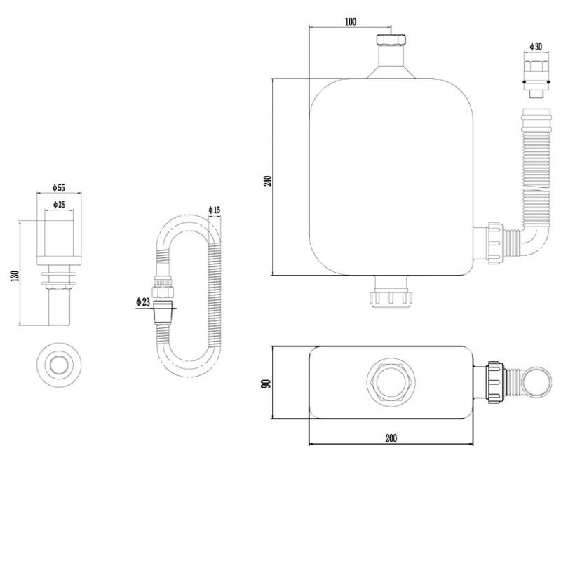 Nuie Deck Mounted Shower Kit with Hose