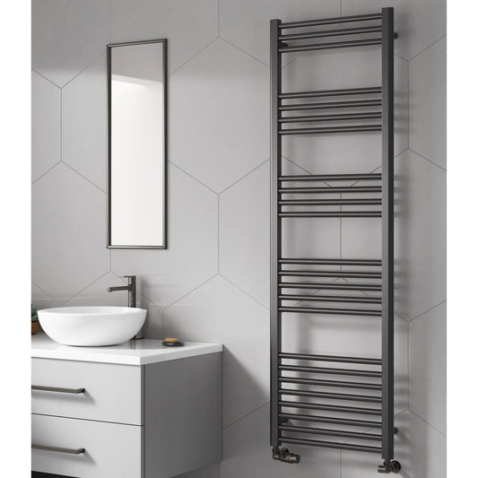 Ottone Reina Designer Gun metal Straight Towel Rail Radiator